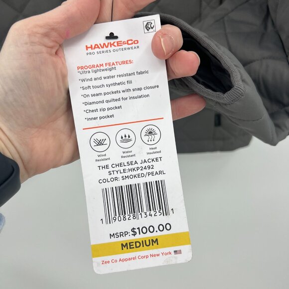 NWT Hawke & Co Pro Series The Chelsea Jacket in Smoked Pearl Men's Medium - Picture 2 of 5